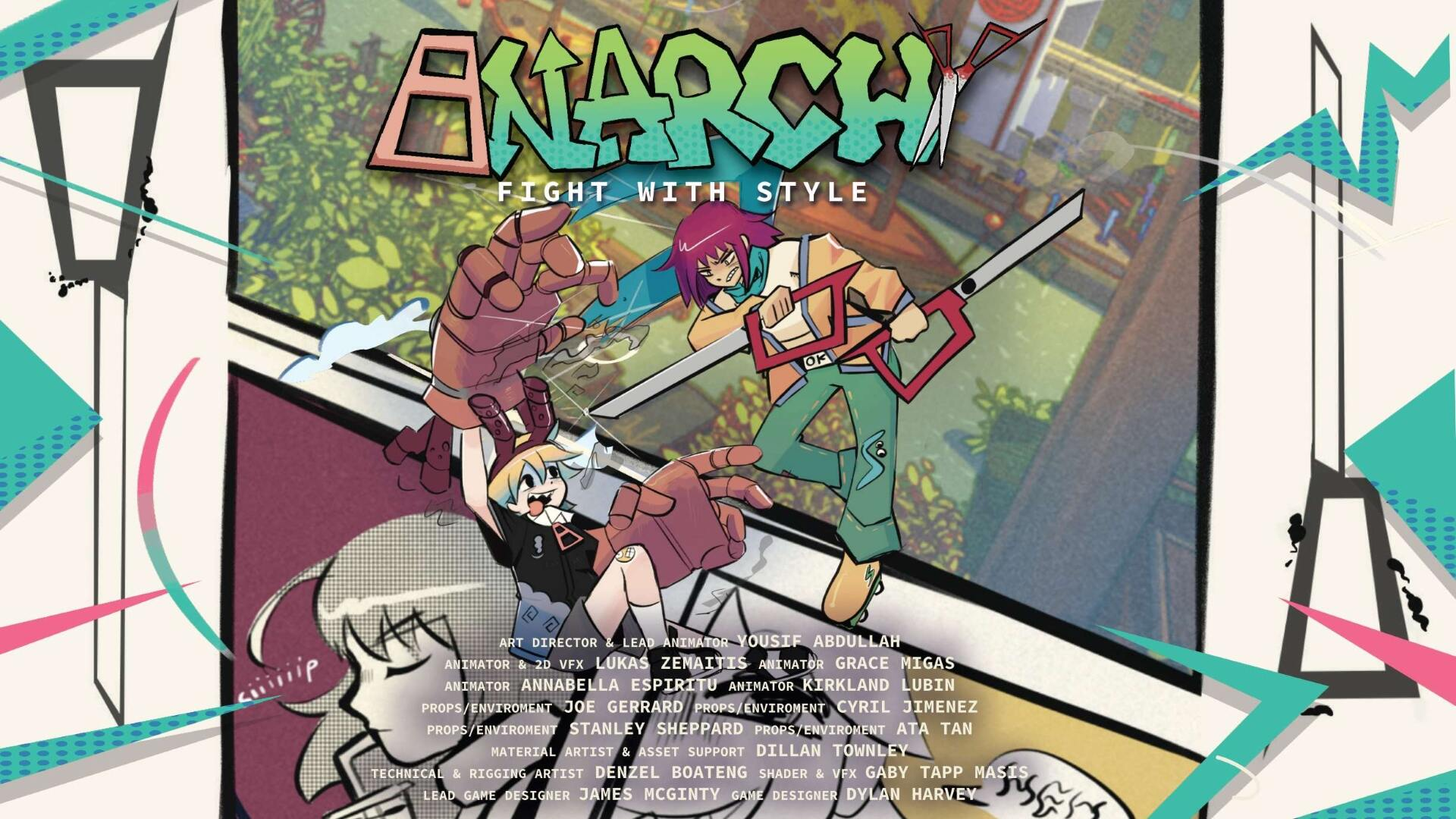 Colorful comic-style poster for "Anarchy: Fight with Style" featuring two characters fighting.